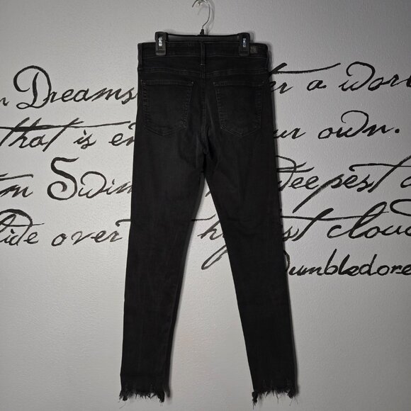 AG Farrah High Rise Raw Hem Ankle Skinny High-Rise Jeans, Distressed Black, 26" - Picture 3 of 9